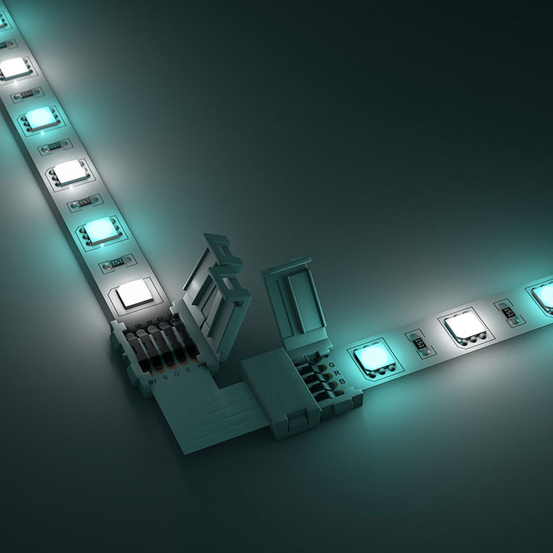 L Shape RGBW LED Strip Light 5 Pin Connector for 10/12 mm Wide 5050 and 3528 LED Indoor String Lights Extending Connection L Shape RGBW LED Strip Light 5 Pin Connector for 10/12 mm Wide 5050 and 3528 LED Indoor String Lights Extending Connection